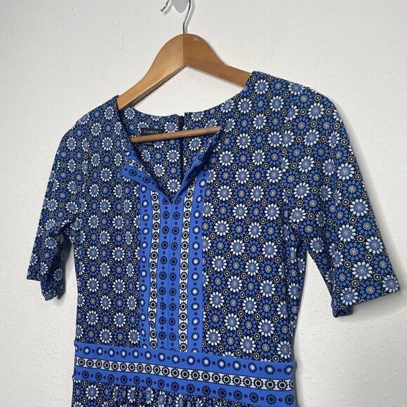 Talbots Women’s Blue V Neck Mid Sleeve Midi Dress Size XS - Picture 2 of 9